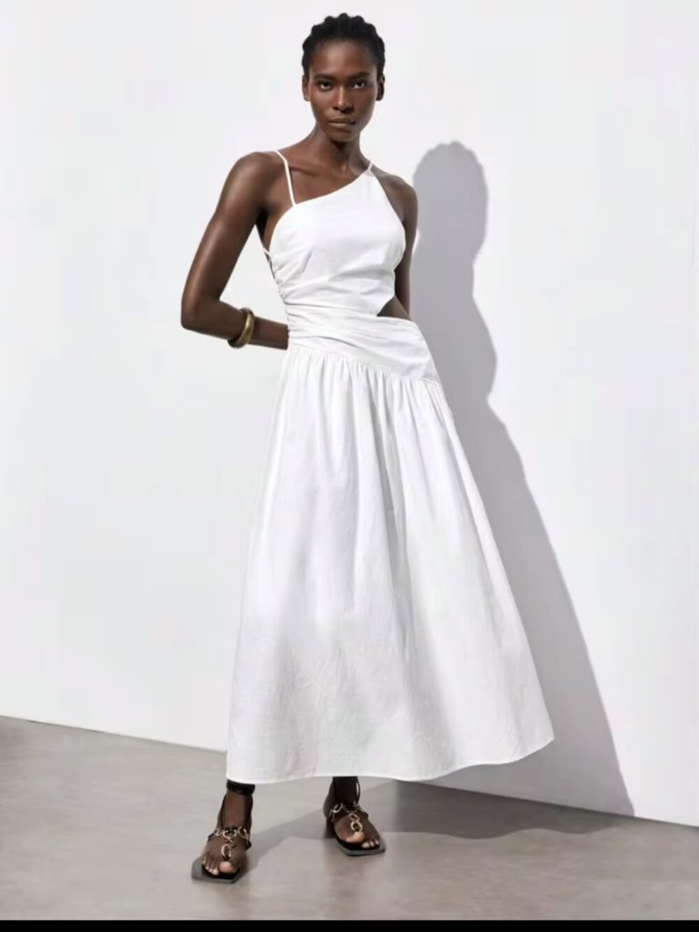 Women’s White Asymmetric Maxi Dress